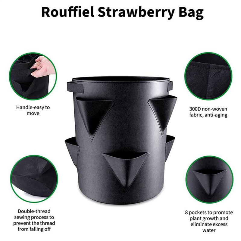 Spring Strawberry Growing Bag Vegetable Planting Bag Grow Pot Plant 7Gal Grow Bag Garden Terrace Breathable Container Bags