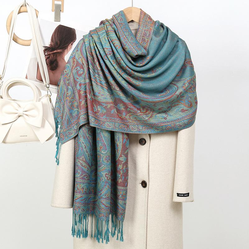 Luxury Autumn Scarf Women'S Imitation Cashmere Outer Shawl Ethnic Style Cashew Nut Shawl Scarf Spring Jacquard Long Scarf