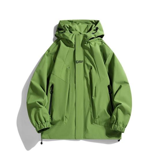 Couple Waterproof Jacket Hooded Long Sleeve Spring Autumn Casual Jacket with Pockets Solid Color Outdoor Travel Outerwear