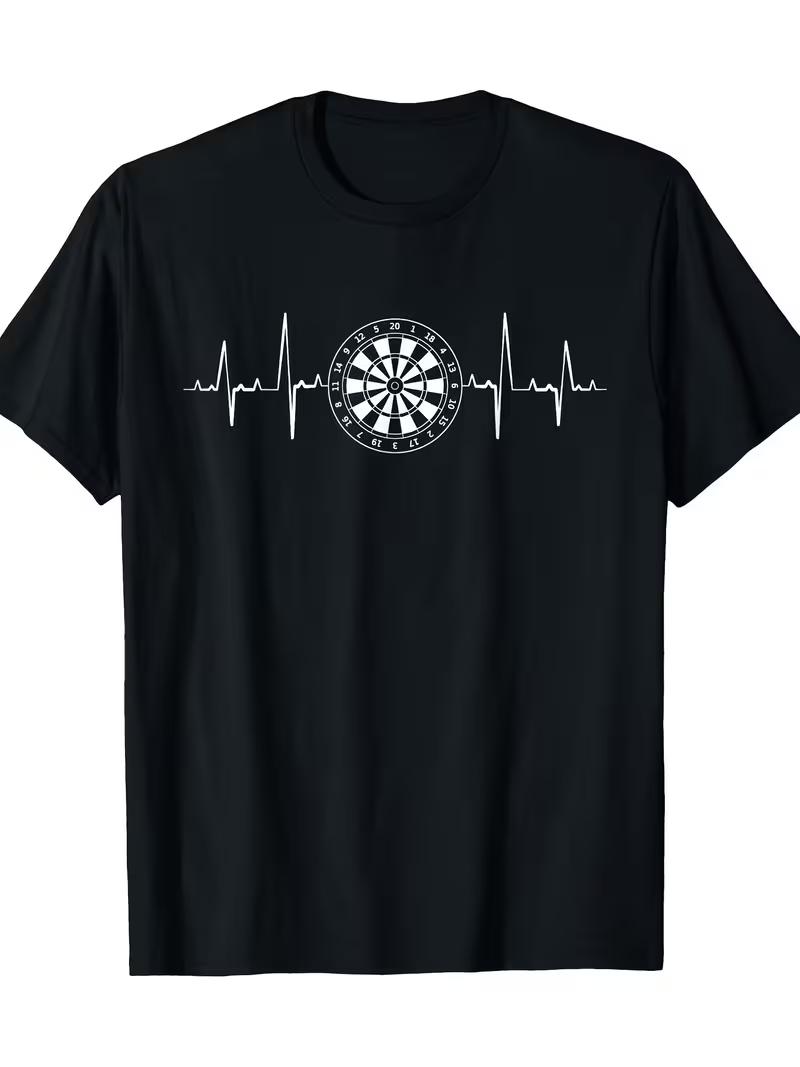 Dartboard Darts Player Heartbeat Cool Darts Unisexs TShirt Oversize Top Crew Neck Cotton Tee Summer Male Streetwear Casual Unisex XL