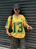 Los Angeles Number 13 Print Fashion Women V-Neck Short Sleeve T-Shirt Summer Tee Baseball Jerseys Daily Loose Sport Tops Tee