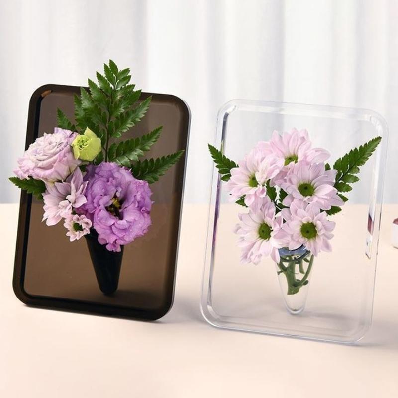 Acrylic Photo Frame Vase Modern Hydroponic Flower Vase Desktop Plant Holder Ornament Home Gift Wedding Table Center Decor