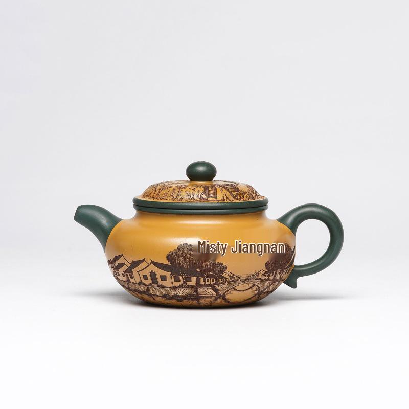 Yixing Zisha Green Clay Antique Style Master Handmade Teapot Tea Set Gift