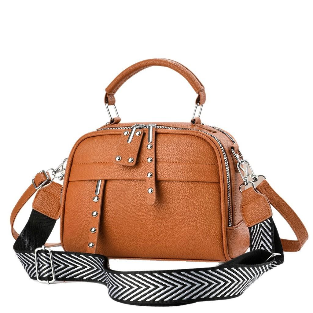 Pu Leather Shoulder Bag With Zipper Pockets And Adjustable Strap For Daily Use