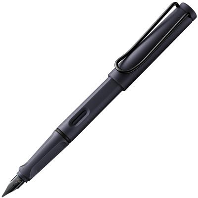 LAMY Safari Steel Black Fountain Pen Ergonomic Grip and Polished Steel Size M Ideal for Writing and Calligraphy Includes LAMY T10 Blue Ink Cartridge -