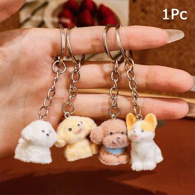 1PC Pelúcia Brincalhão Desenho Animado Cão Macio Durável Chaveiro Pingente Bonito Requintado Presente de Pelúcia 8.2*2.8cm