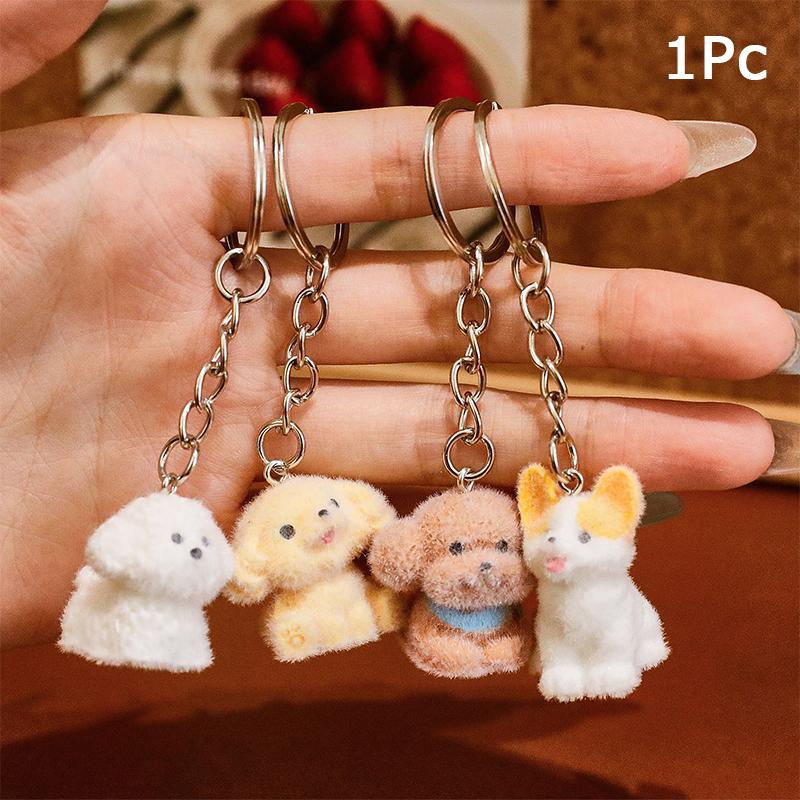 1PC Plush Playful Cartoon Soft Dog Durable Keychain Cute Pendant Exquisite Plush Gift 8.2*2.8cm