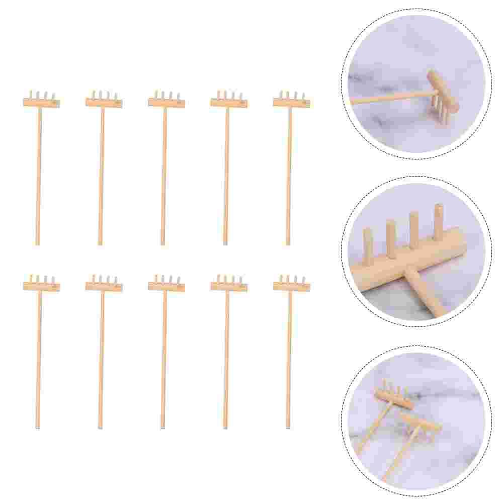 10 Pezzi Accessori Tavolo di Sabbia Strumenti per Gioielli Giocattoli da Esterno Mini Rastrello per Sabbiera Giardino Zen da Tavolo in Bambù in Stile Giapponese