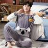 Cute Crew Neck Men's Pajamas Set Autumn Winter Casual Simple New Men's Sleepwear Cartoon Vintage Home Wear