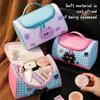 Cute Cat Storage Bag Student Portable Toiletry Bag Travel Storage Bag Cartoon Checkered Color-Block Handheld Makeup Bag