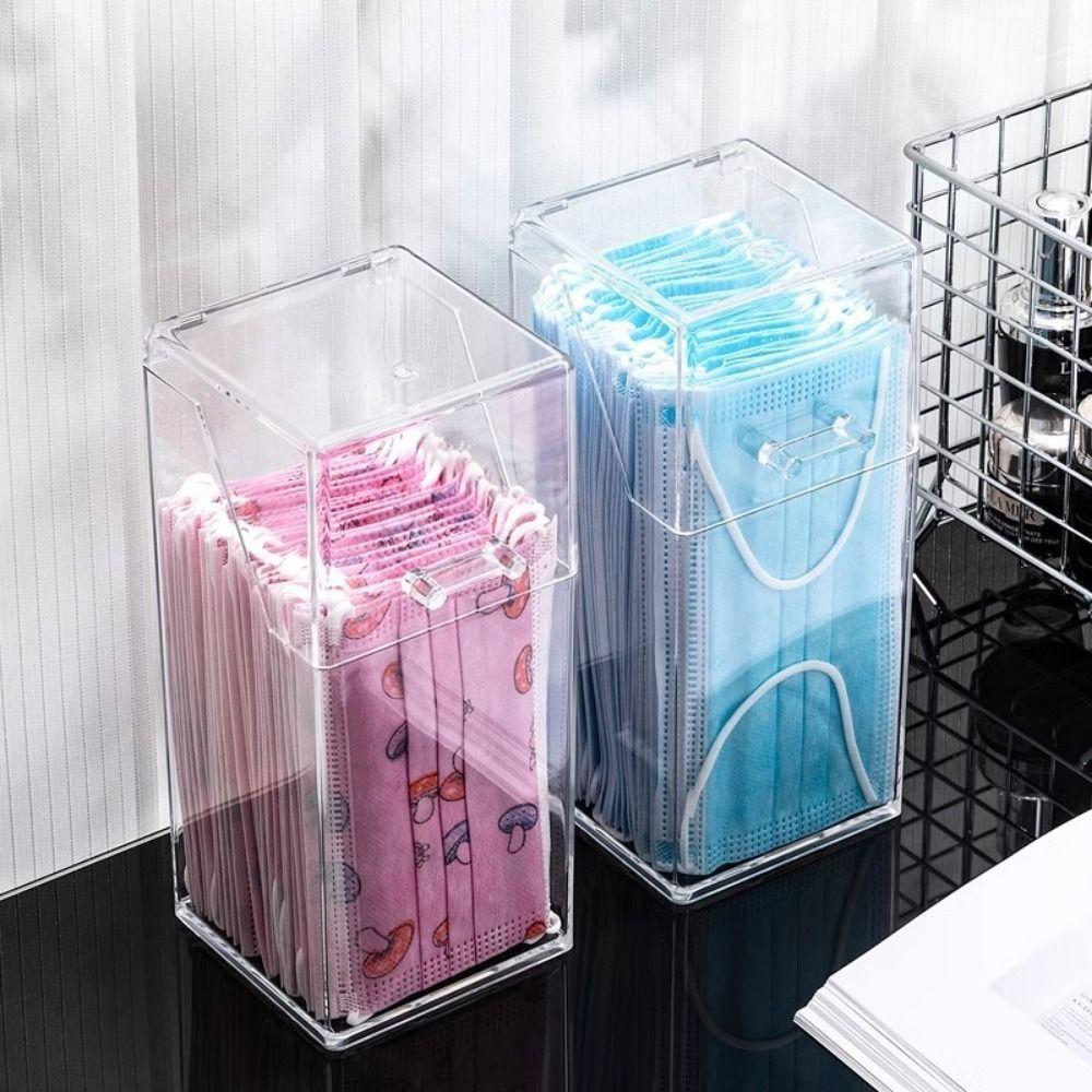 Transparent Transparent Mask Storage Box Flip Lid Pencil Storage Holder  Bathroom