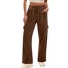 Damen Cord Freizeithose Hohe Taille Elastischer Kordelzug Locker Workwear Weitbeinige Hose Mit Taschen