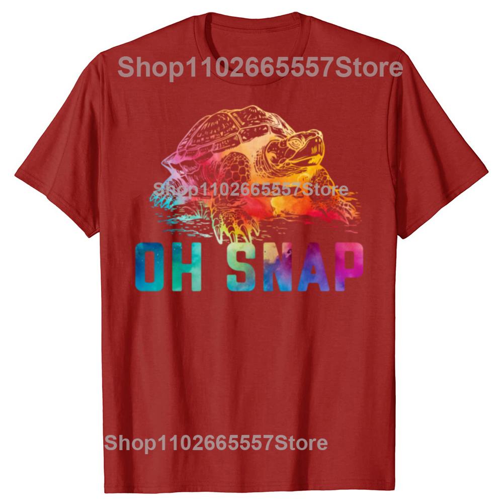 Oh Snap Funny Snapping Turtle Animal Ocean T Shirt Men Oversized Hip Hop Breathable Short Sleeve Harajuku Summer Cotton TShirt S