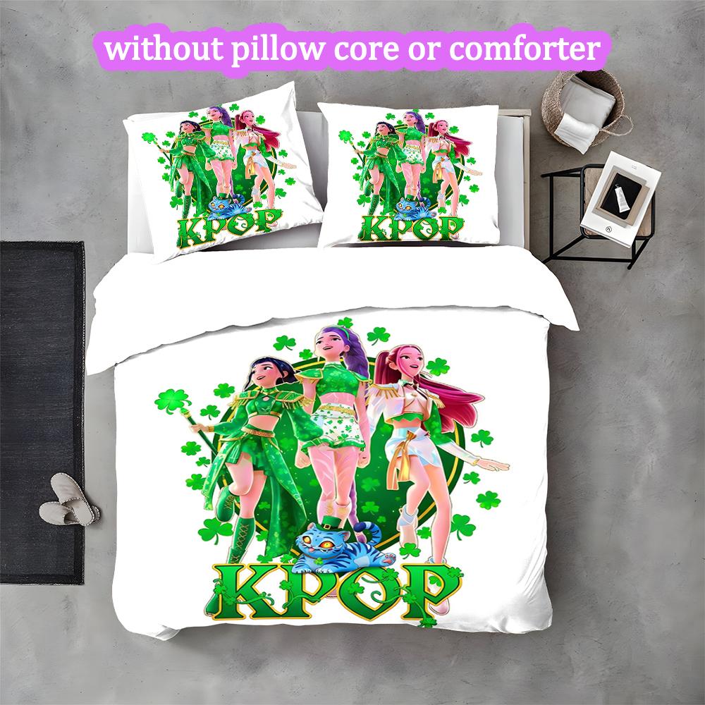 Kpop Duvet Cover Set - 3pcs Polyester Bedding Set with Digital Print, 1 Comforter Cover & 2 Pillow Shams