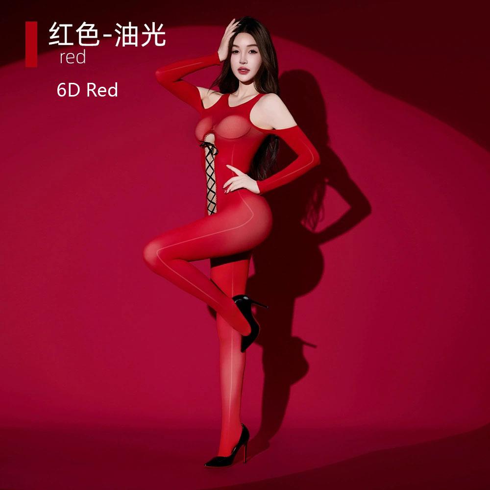 Fashion Sexy Women'S Jumpsuit Front Breast Bandage To Crotch Open Oil Shiny Smooth Tights Hollow Out Woman Shaping Leotard