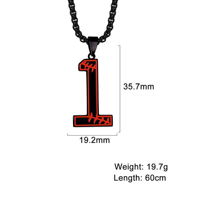 My Shape Baseball Pattern Number Pendant Necklace For Men Sport Basketball Figure Stainless Steel Necklaces Fashion Male Jewelry