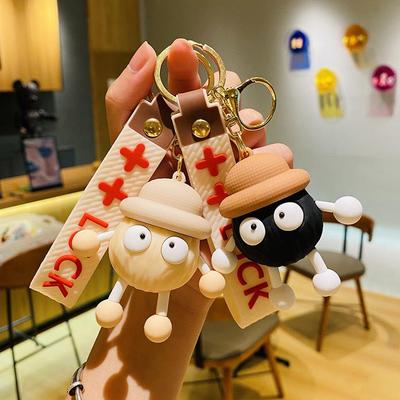 Creative Cartoon Doll Keychain: Cute Coal Briquettes Pendant for School Bags & Car Keys