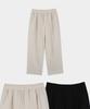 Jikeulib Linen-Like Elastic Waist One Pintuck Wide Pants 2 Colors