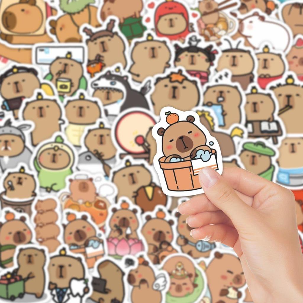 Cute Capybara Stickers: 55 Cartoon DIY Decals for Phone, Water Cup, or Stationery Decoration