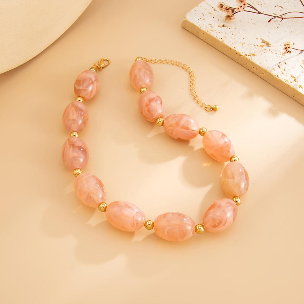 Vintage Resin Beads Choker Necklace for Women Jewelry Party Gift