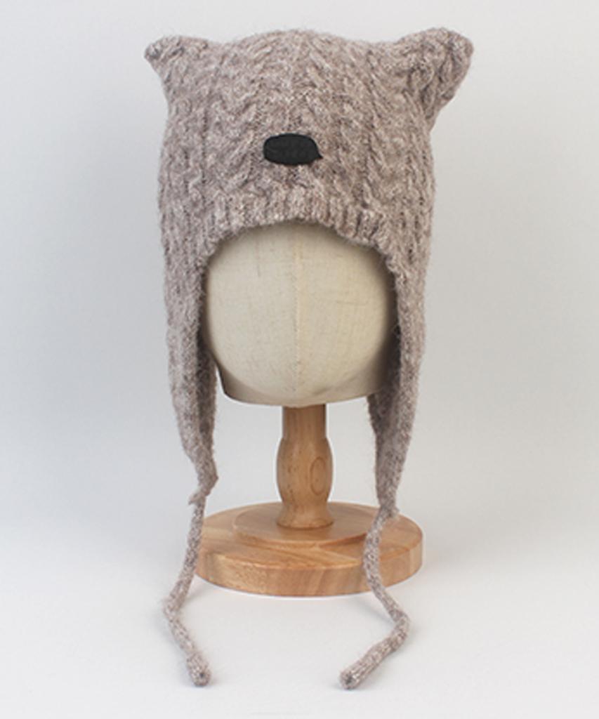 Yunibeosyeolkemiseuteuli Wool Twist Cat Gray Earflap Hat