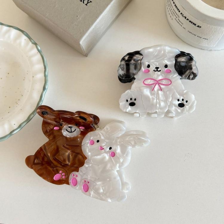 WoW Sheila Acetate European-American Style Cute Bear Rabbit Animal Bow Knot Dog Clip Thick Hair Valentine's Day Women