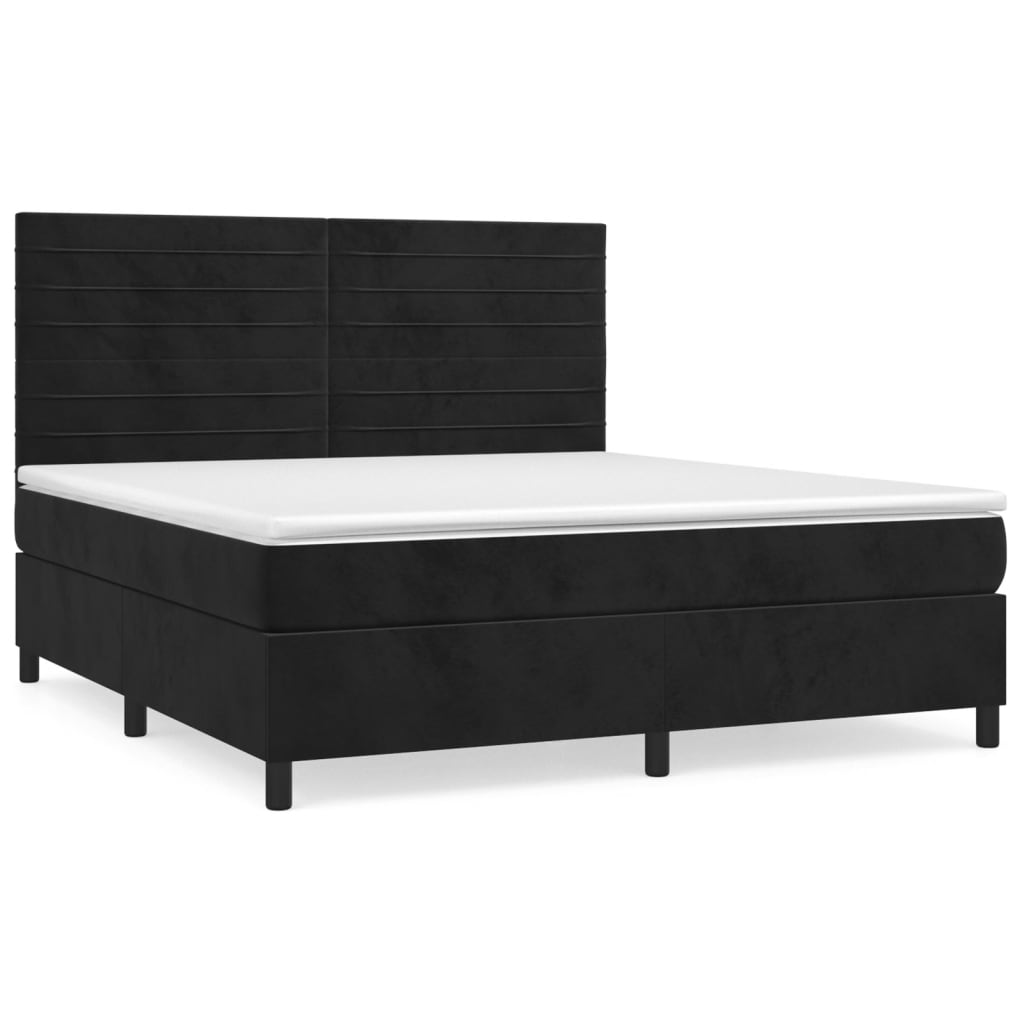 Box Spring Bed with Mattress Black 160 x 200 cm Velvet