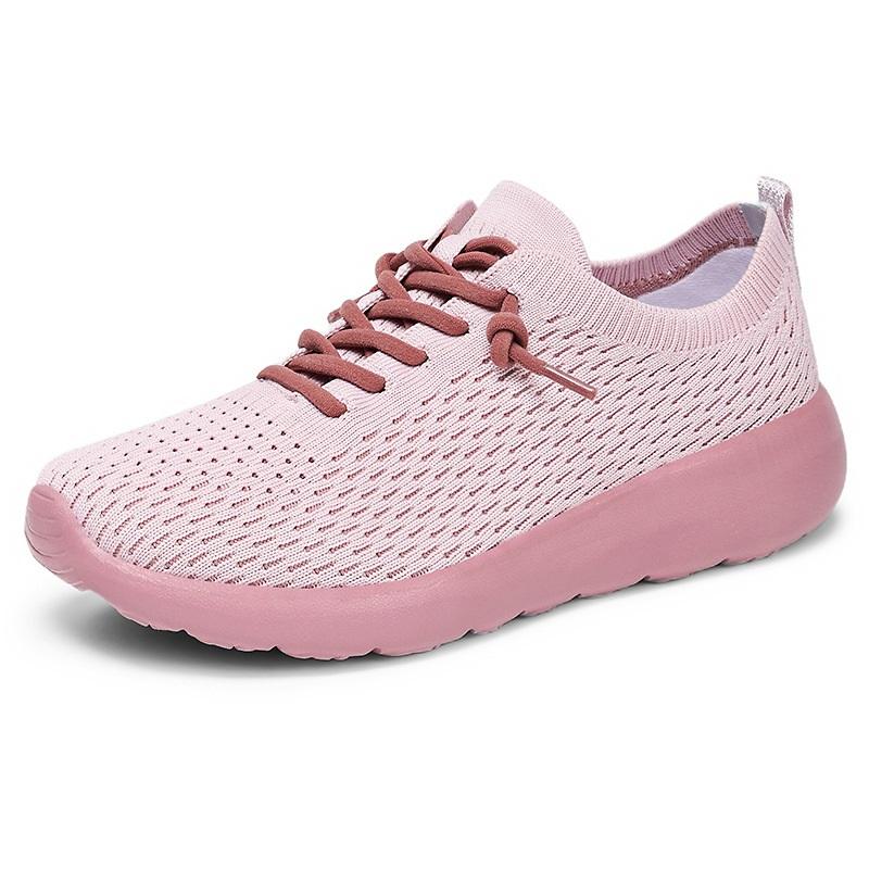 

Soft Sole Lightweight Minimalist Flats Women Polyurethane Low Cut Fly Knit Mesh Casual Shoes 41 рожевий