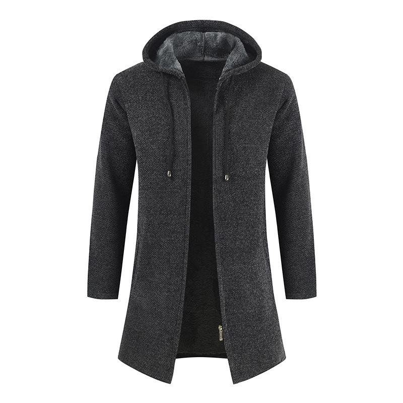 

Men s Hooded Mid-Length Knit Cardigan - 2021 Autumn/Winter Collection 2XL темно-сірий