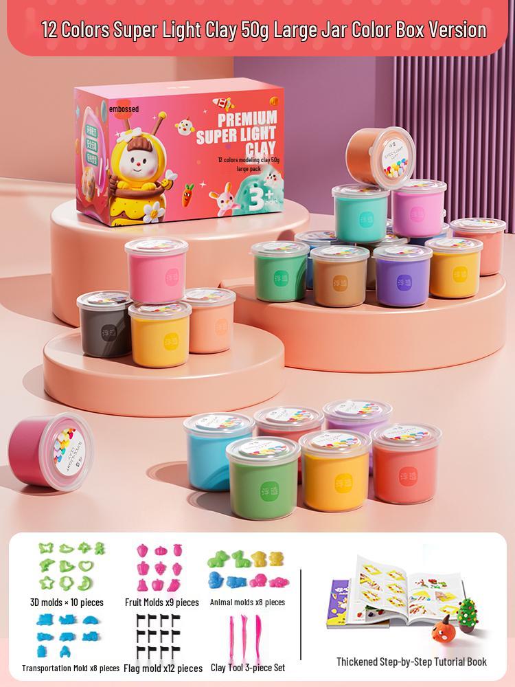 Playdough Clay: Non-Sticky Modeling Clay for Toddlers - 36 Colors, Includes Space and White Rubber Clay