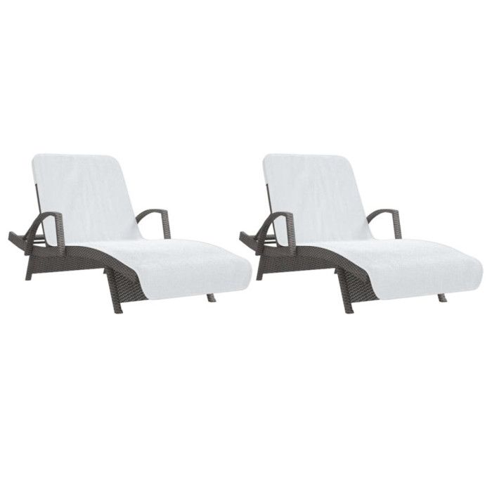 Serviettes de plage 2 pcs blanc 75x200 cm tissu 400 GSM
