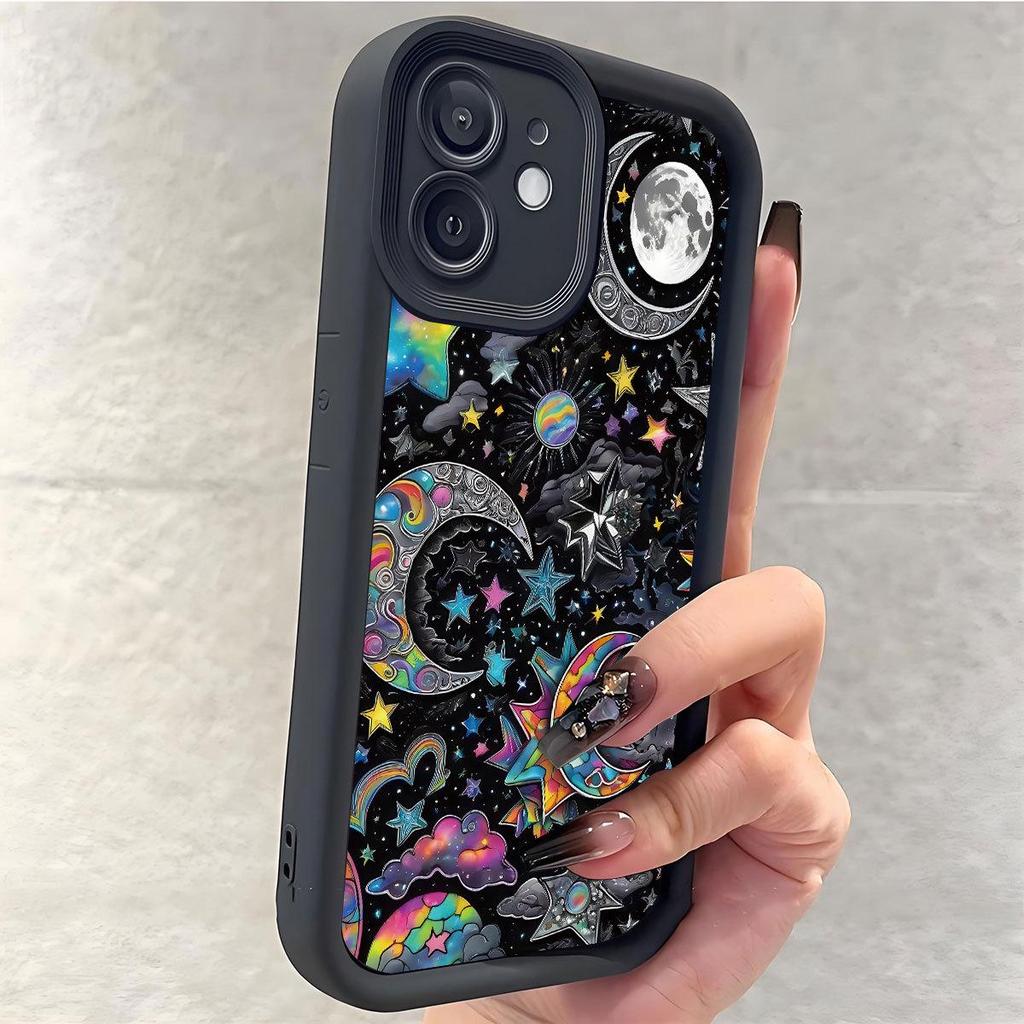 Sequined Black Moon iPhone 15/16/17 Pro Max Protective Case.