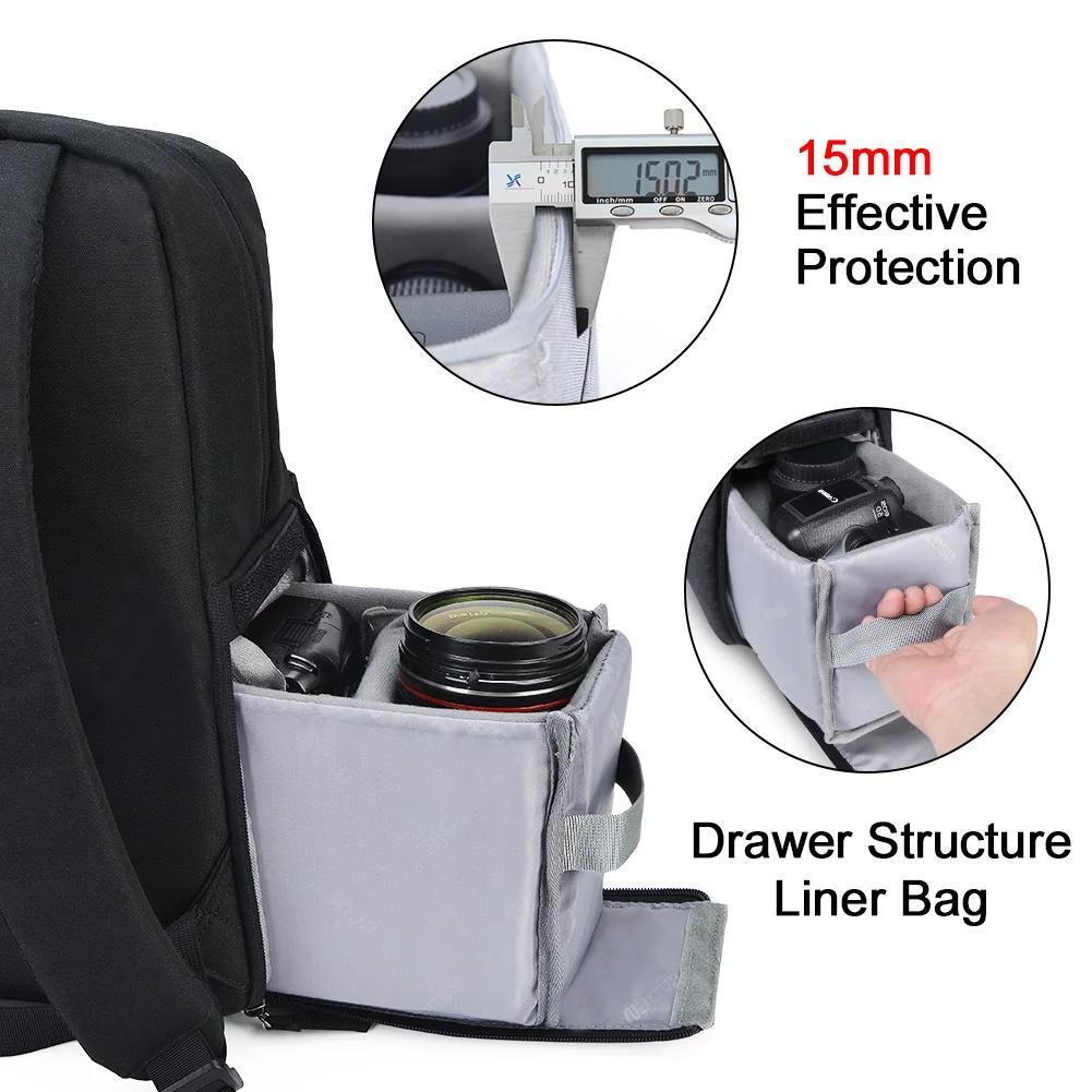 Double Layer Large Capacity Camera Backpack Waterproof For Canon Nikon Sony Camera Lens Laptop Outdoor Travel Photography Bag