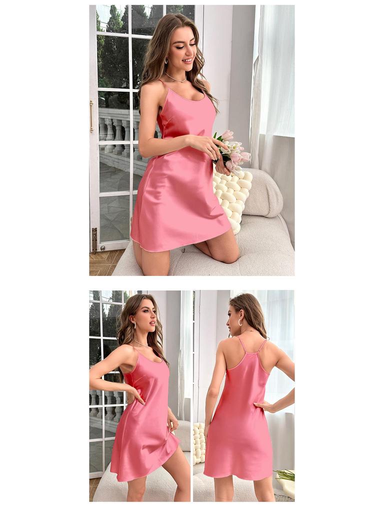 Yaoting Women's Summer Satin Ice Silk Camisole Nightgown