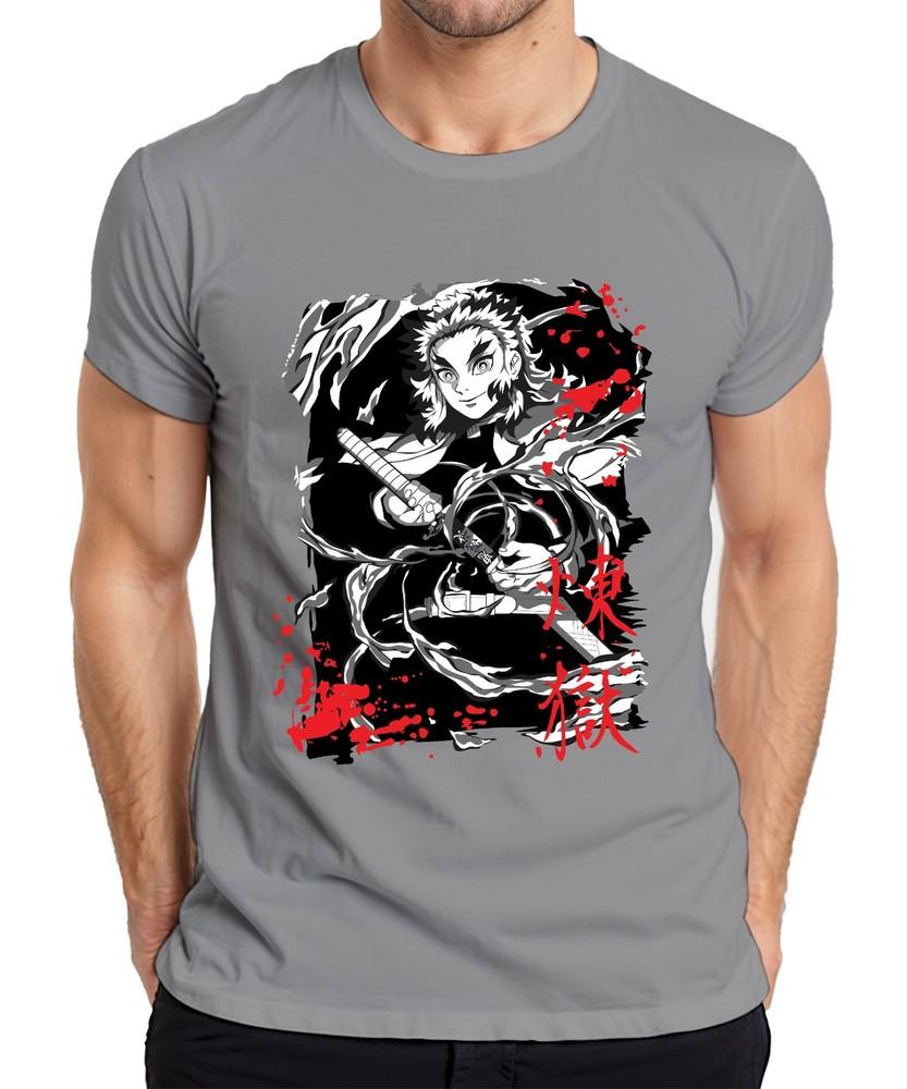 Rengoku Kimetsu No Yaiba Flames Sword Anime Fan Grunge Unisexs Tshirt