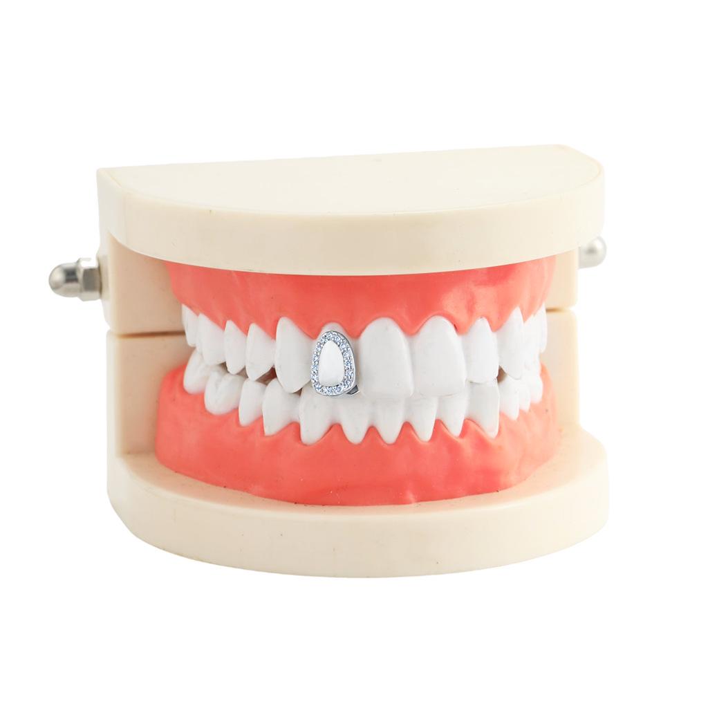 Diamond-Inlaid Gold Tooth Grillz - Hip Hop Style, Elegant Street Rap Accessory
