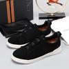 Mens Genuine Leather Slip-On Casual Sneakers With Elastic Band Comfortable Breathable Low-Top Flat Shoes