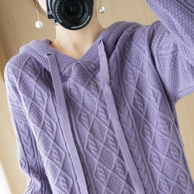 Women Knitted Hoodie Sweater MODERN NEW SAGA Winter Knitted Pullover Sweatshirt Autumn Cashmere Wool Sweaters Female Jumper