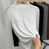 Stand-up collar bottoming shirt women's 2025 autumn clothing new women's clothing design sense splicing elastic inner tight long-sleeved top