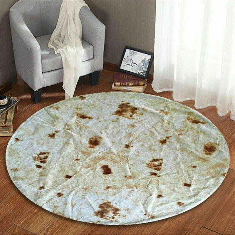 Burrito Round Taco Tortilla Shaped Blanket Soft Floor Wrap Throw Blanket