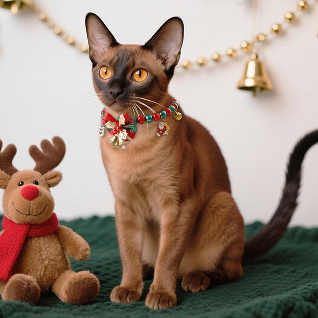 Christmas Artificial Pearl Cats Collar With Bells And Bow, Xmas Cats Breakaway Collars Accessory For Cats Dogs Puppy