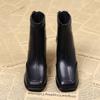 Square boots high heel short boots women's spring and autumn new thin single boots early autumn Martin boots small ankle boots