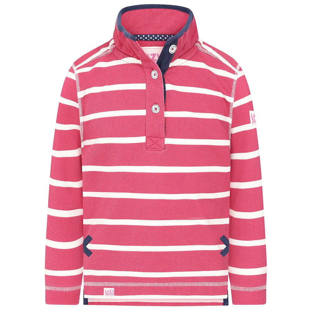 Lazy Jacks Girls Striped Pique Sweatshirt