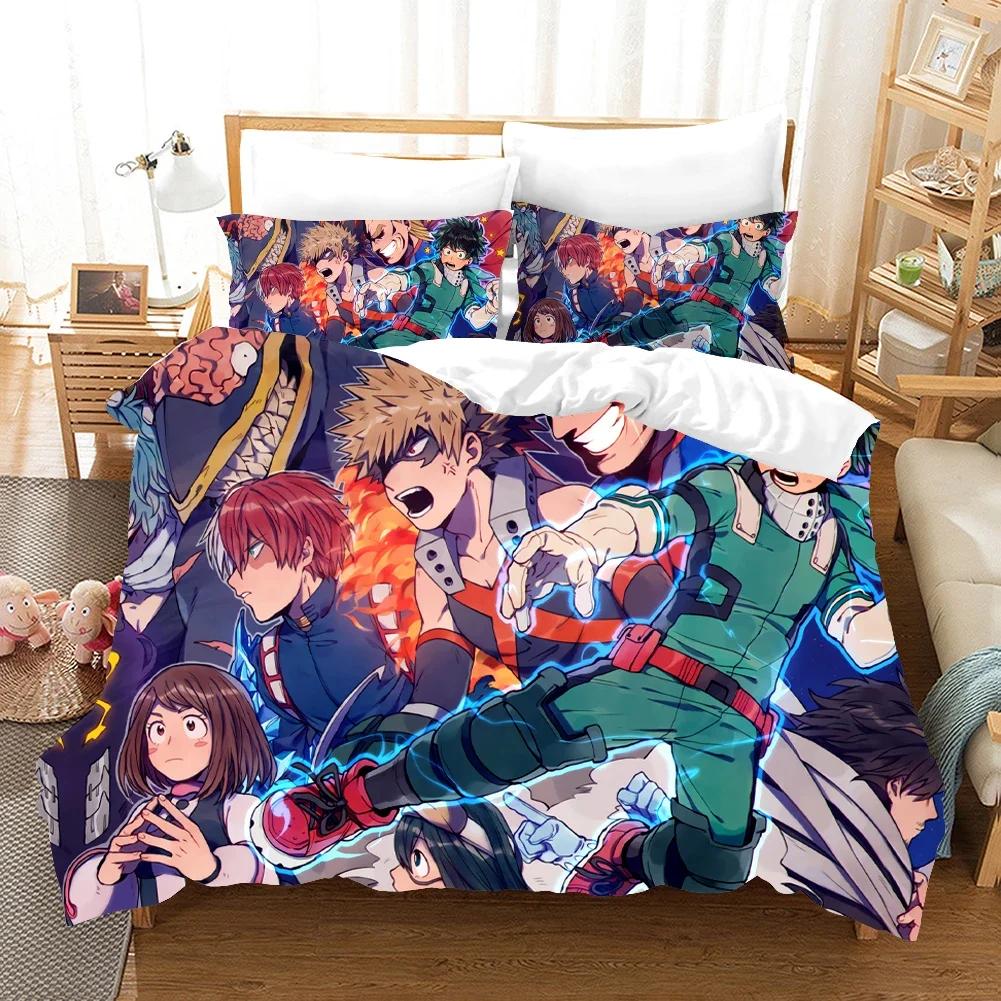 Anime 3D Printed My Hero Academia Duvet Cover Pillowcase Bedding Set Double Twin Full Queen King Adult Bedclothes Quilt Cover