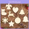 Set Of 10 Charming Wooden Christmas Tree Hanging Decor Craft Gift Pendants