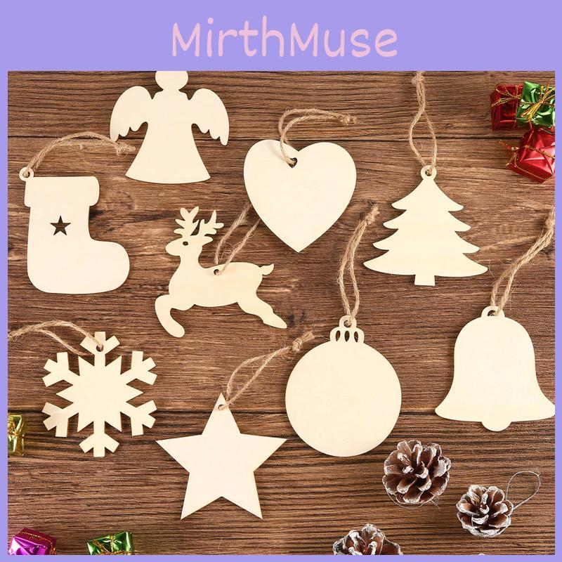 Set Of 10 Charming Wooden Christmas Tree Hanging Decor Craft Gift Pendants