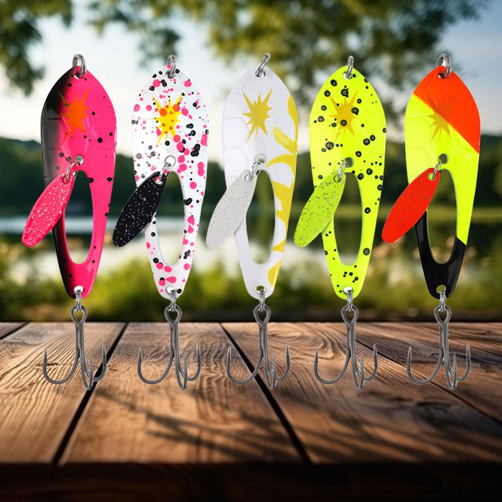 5Pcs 4g Metal Spoon Fishing Lures with Treble Hooks Spinner Bait Crankbait for Bass Pike Fishing Accessories
