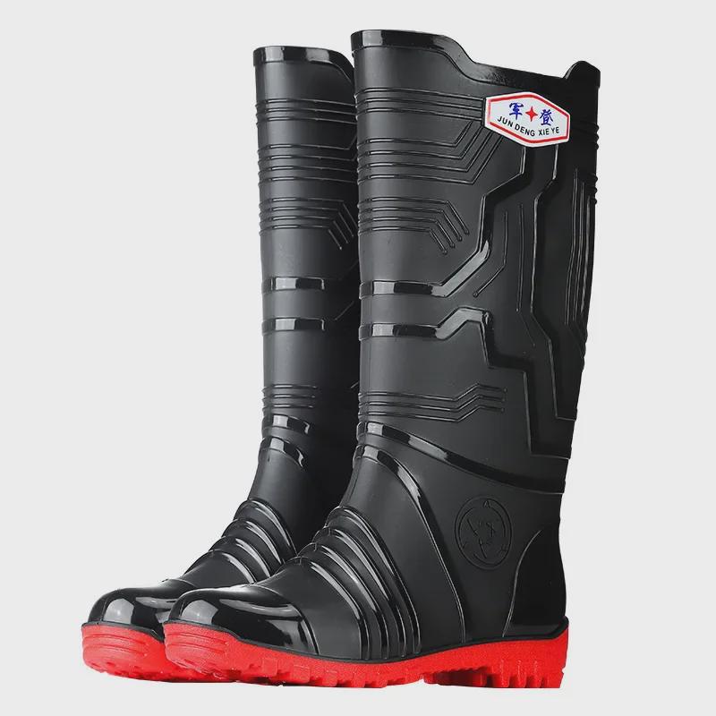 Jundeng Men's High-Top Waterproof Rain Boots - Non-Slip, Wear-Resistant with Velvet Lining