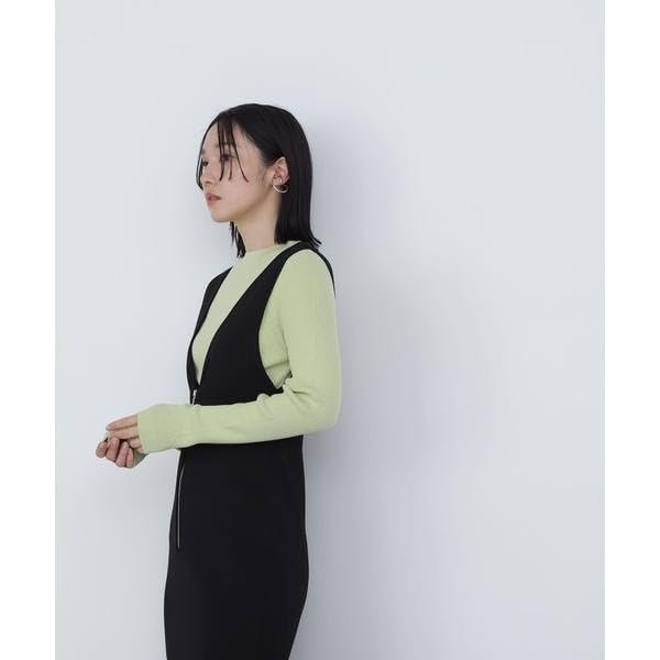 [Natural Beauty Basic] Knit Jumper Skirt with Rib Inner Set