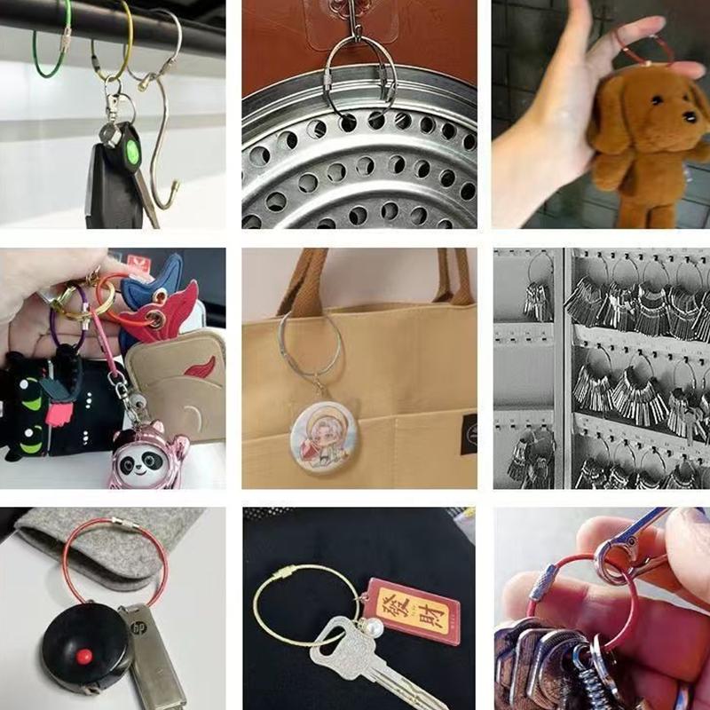 5/10/20/40PCS Stainless Steel Wire Keychains Assorted Colors Durable Screw Locking Keychain 150x1.5mm Cable Rope Key Circles ZYF